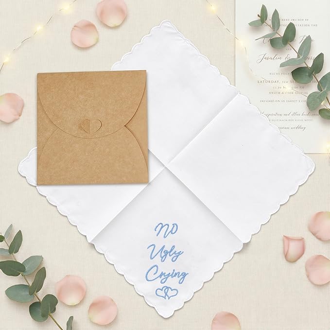 W&F GIFT Handkerchief - 12" x 12" - Something Blue for Bride on Wedding Day - Fun Gift