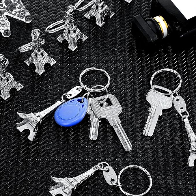 Junkin 30 Pieces Eiffel Tower Keychain Retro Decorations Purse Charms Statue Model Prom Keychain French Souvenirs