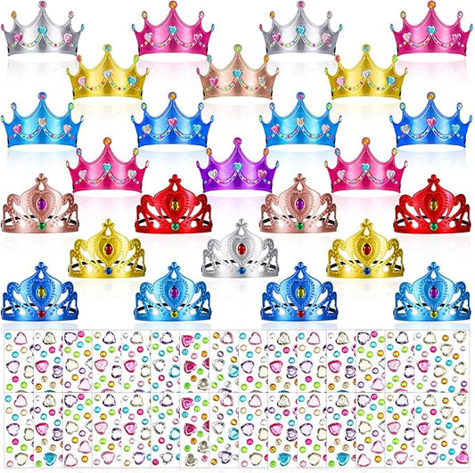 Yaomiao 66 Pieces Foam Princess Tiaras DIY Crowns Kids Party Favors Craft Crystal Diamond Sticker Girls Making Your Own Tiara (Multicolor)