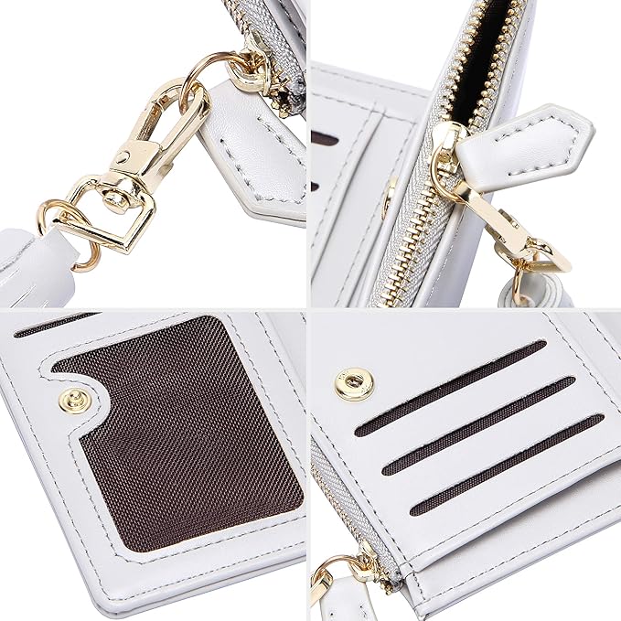 GEEAD Small Wallets for Women Bifold Slim Coin Purse Zipper ID Card Holder PU Leather Grey