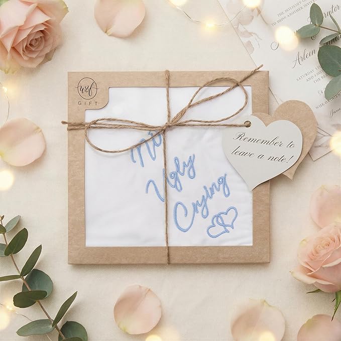 W&F GIFT Handkerchief - 12" x 12" - Something Blue for Bride on Wedding Day - Fun Gift