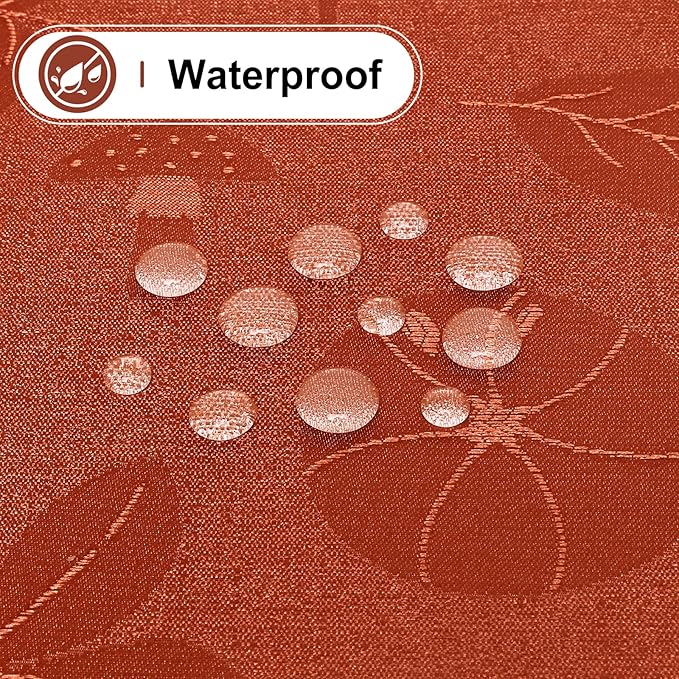 misaya Rectangle Thanksgiving Tablecloth, Waterproof Jacquard Fall Table Cloth, Damask Cloth Table Cover for Harvest Decor (60" x 84", Rust Leaves Pattern)