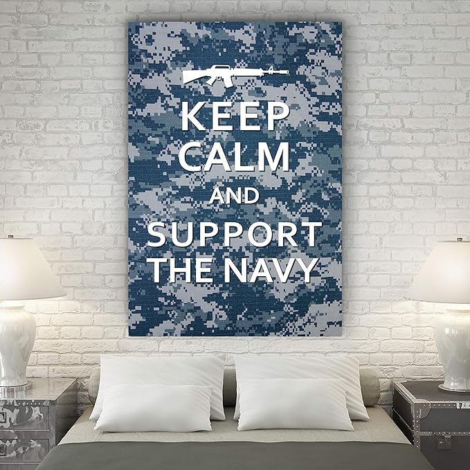 Renditions Gallery Nature Military Wall Art Home Paintings & Prints Artwork Calm Supportive Navy Glam Patriotic Motivational American Modern Decor for Bedroom Office Kitchen - 36"x48" LT25