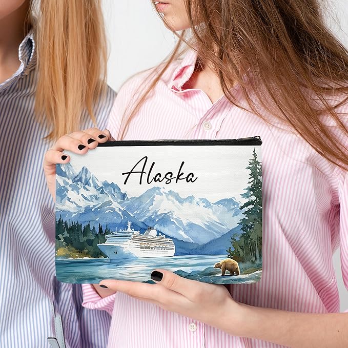 Alaska Makeup Bags for Women, Alaska Souvenirs Gifts, Cruise Essentials Cosmetic Bag City Trip Must Haves, Birthday Gifts for Him Teacher Colleagues Friends