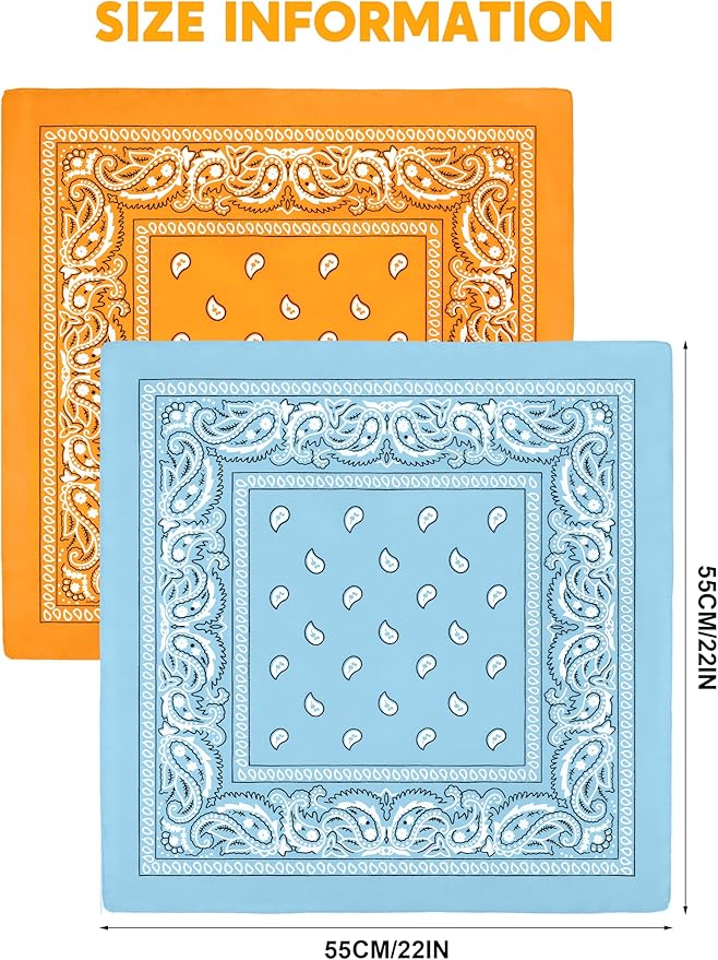 URATOT 16 Pieces Paisley Bandanas Cowboy Bandana Handkerchiefs Paisley Print Head Wrap Scarf, Assorted 16 Colors