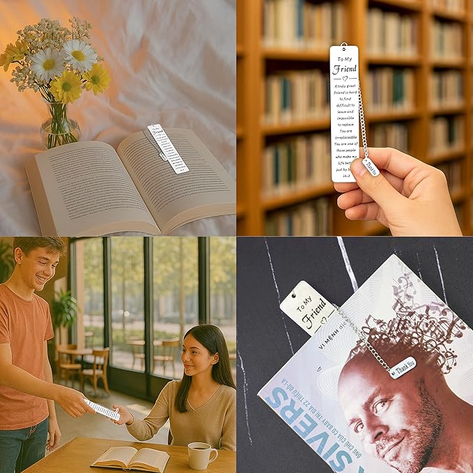 Friend Metal Bookmark for Women – Long Distance Friendship Gifts for Book Lovers, Unique Best Friend Gift for Female Friends, Sentimental Bookmark for Reading Women, Thoughtful Gifts for Friends