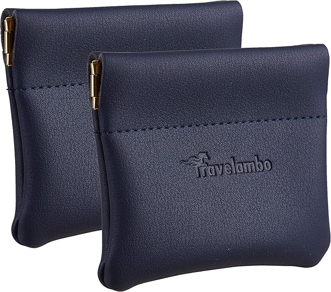 Travelambo Leather Squeeze Coin Purse Pouch Change Holder For Men & Women 2 pcs set