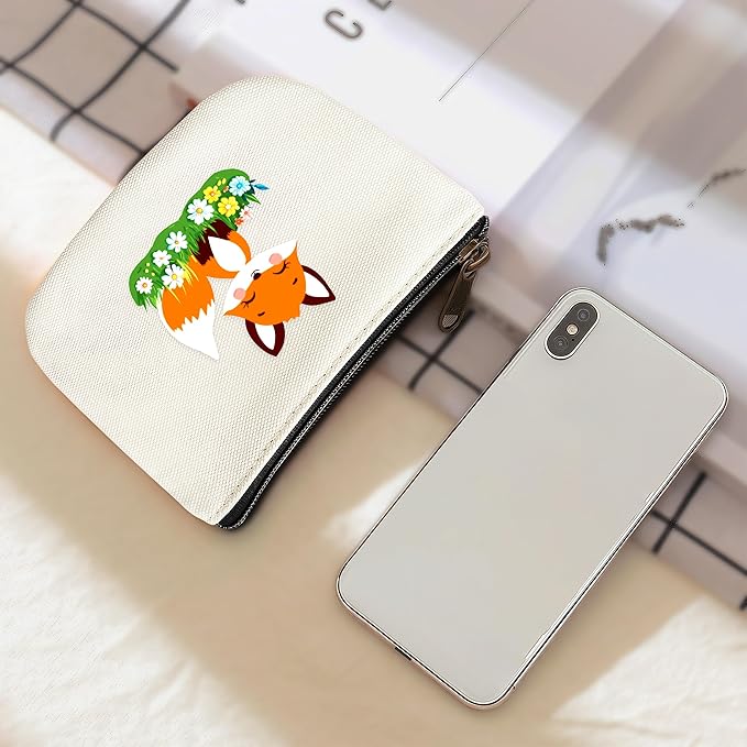 Fox Coin Purse Pouch Bag Holder for Teens Girls Women Kids, Animal Lovers Gifts Stuff Decor, Small Mini Purse Coin Card Key Headset Lipstick!