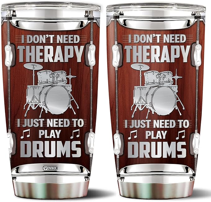 Drummer Gifts for Men Women Tumbler Drum Coffee Travel Mug Cup Water Bottle Gift for Him Her Husband Dad Drummers Musician Birthday Christmas 20oz Stainless Steel Insulated