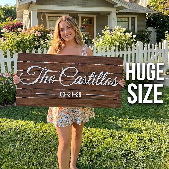 Custom Mountain Family Name Sign - Rustic Wood Wall Decor, Personalized Wedding & Gift for Couples Anniversary, Housewarming Gift for New Home (XX Large)