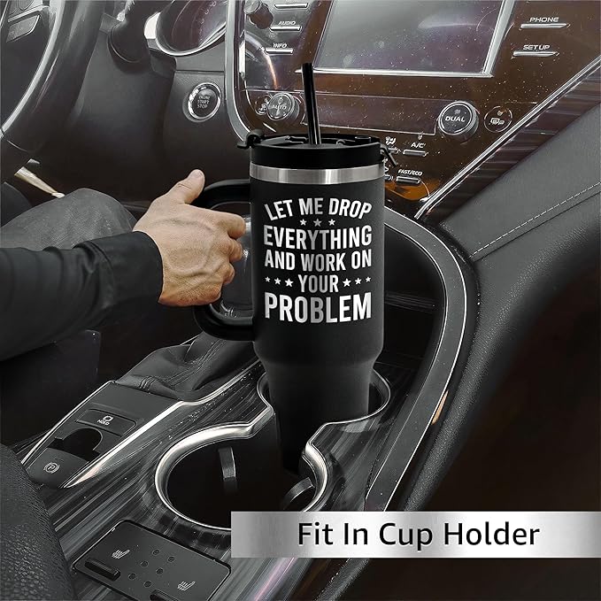 Engraved 40 oz Tumbler Funny Christmas Gifts For Men With Handle Friendly & Straw Lid - Birthday Gift for Office Friend Women Work Bestie - Funny Gag Gifts for Boss Coworker Colleague Manager