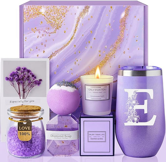 Gifts for Women, Mom, Her - Unique Gift Ideas for Birthday, Valentines Day, Mothers Day, Thanksgiving, Christmas, Anniversary, Thinking of You - Relaxing Spa Gift Basket Box (E)