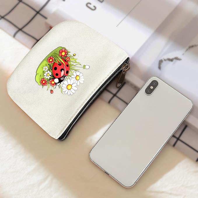 Ladybugs Coin Purse Pouch Bag Holder for Teens Girls Women Kids, Ladybugs Lovers Gifts Stuff Decor, Small Mini Purse Coin Card Key Headset Lipstick!