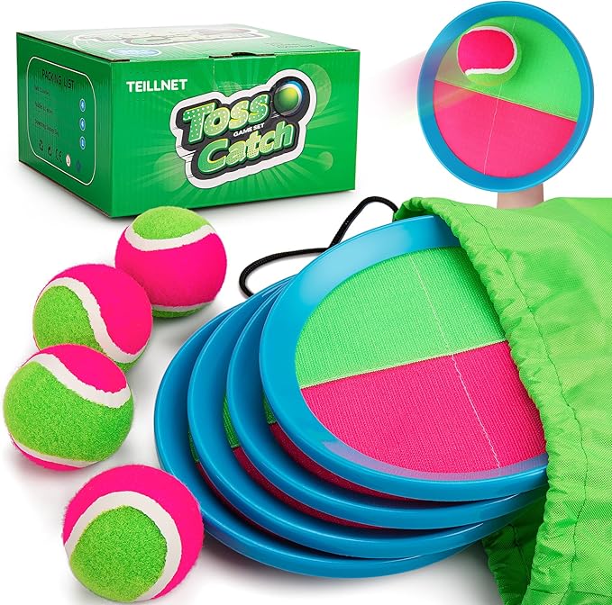 Toss and Catch Ball Set Upgraded - Family Games Kids Toys for Stocking Stuffers - Water-Resistant Great for Beach Pool Yard - Christmas Toys Gift for Boys Girls Teens 3 4 5 6 7 8 9 10 11 12+ Years