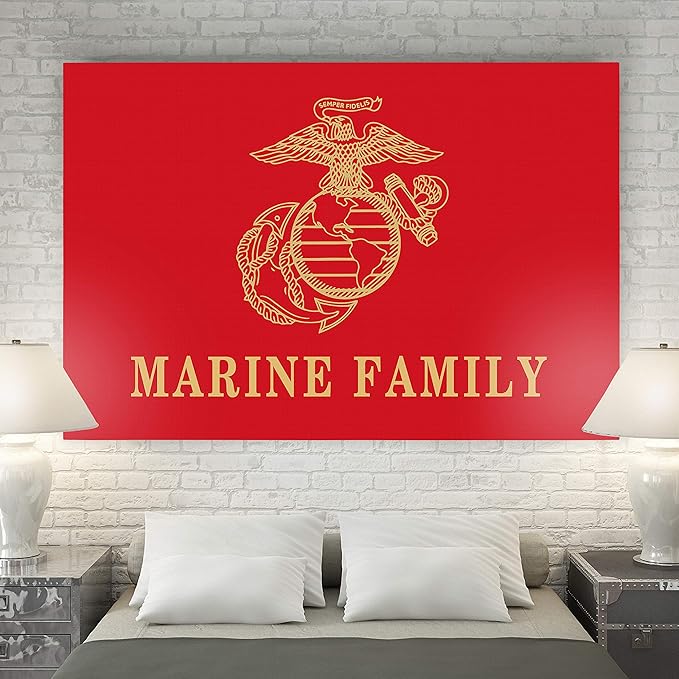 Renditions Gallery Nature Wall Art Home Paintings & Prints Artwork Golden American Marine Crest Modern Patriotic Military Modern Decorations for Bedroom Office Kitchen - 16"x20" LT25