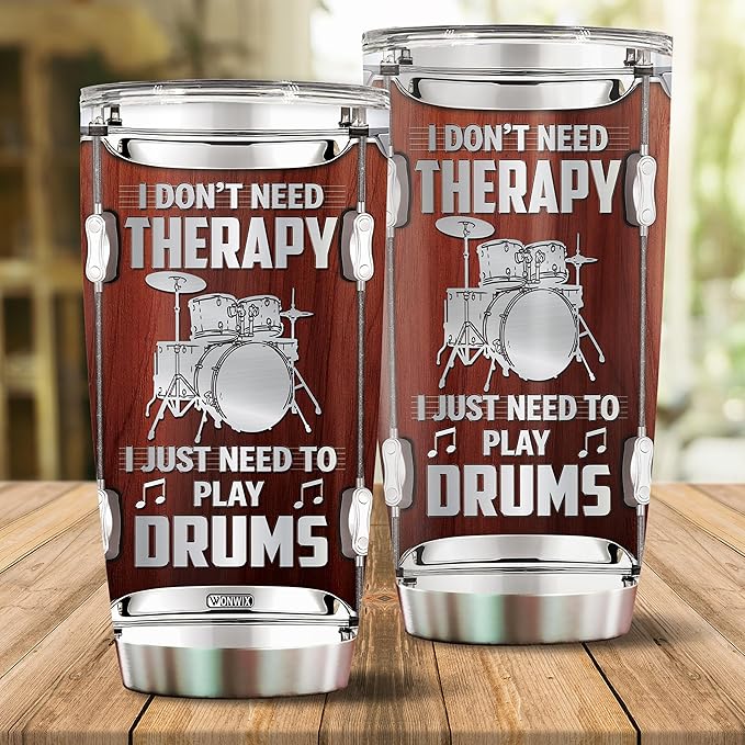 Drummer Gifts for Men Women Tumbler Drum Coffee Travel Mug Cup Water Bottle Gift for Him Her Husband Dad Drummers Musician Birthday Christmas 20oz Stainless Steel Insulated