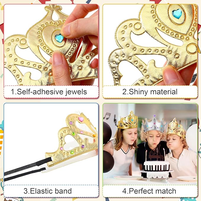 Yaomiao 66 Pieces Foam Princess Tiaras DIY Crowns Kids Party Favors Craft Crystal Diamond Sticker Making Your Own Tiara Girls(Bright Color)