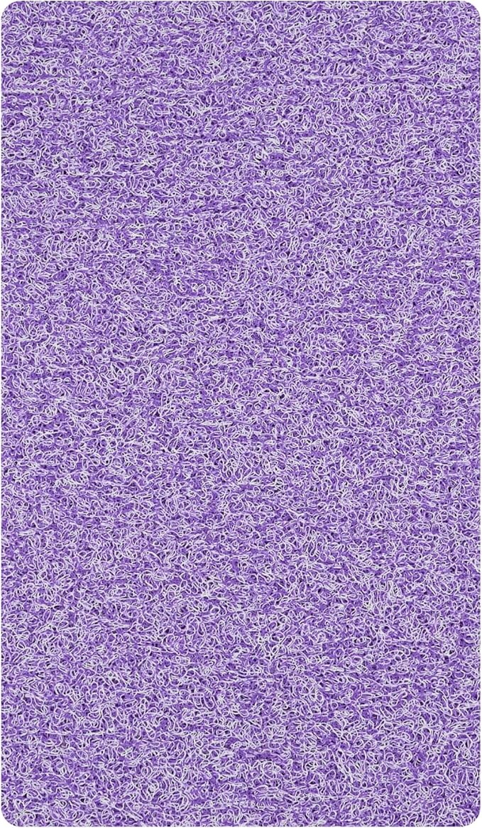 ENKOSI Loofah Non-Slip Shower and Bath Mat - Soft Cushioned Comfort - No Suction Cups for Smooth or Textured Tubs - Fast Draining - Safety for Bathroom, Family, Kids, and Elderly (24x16 Purple)