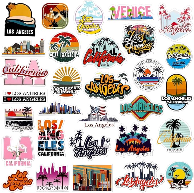 Konohan 30 Pcs Los Angeles Souvenirs Gifts Los Angeles Magnet for Refrigerator City Magnetic Fridge Stickers for Home Decoration