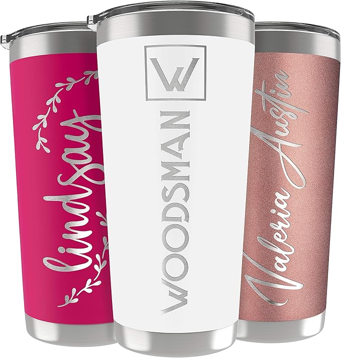 Personalized Gifts For Women - 20 Oz. Custom Tumblers w/Lid, White - Insulated Travel Coffee Mugs - Optional Straw Set, Stainless Steel Double Wall Coffee Tumbler, Personalized Cups