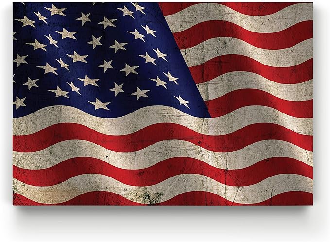 Renditions Gallery Canvas Nationalistic Wall Art Home Paintings & Prints Artwork Waving American Flag Modern Patriotic Canvas Pride Decorations for Bedroom Office Kitchen - 30"x40" LT25