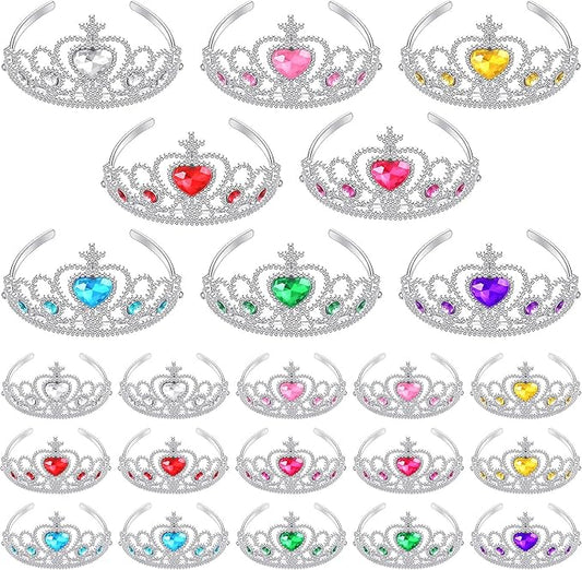 Zhanmai 24 Pcs Tiara Crown Set Princess Crown for Girls Plastic Tiaras Dress up Costume Party Favor Accessories Kid Birthday (Bright Colors)