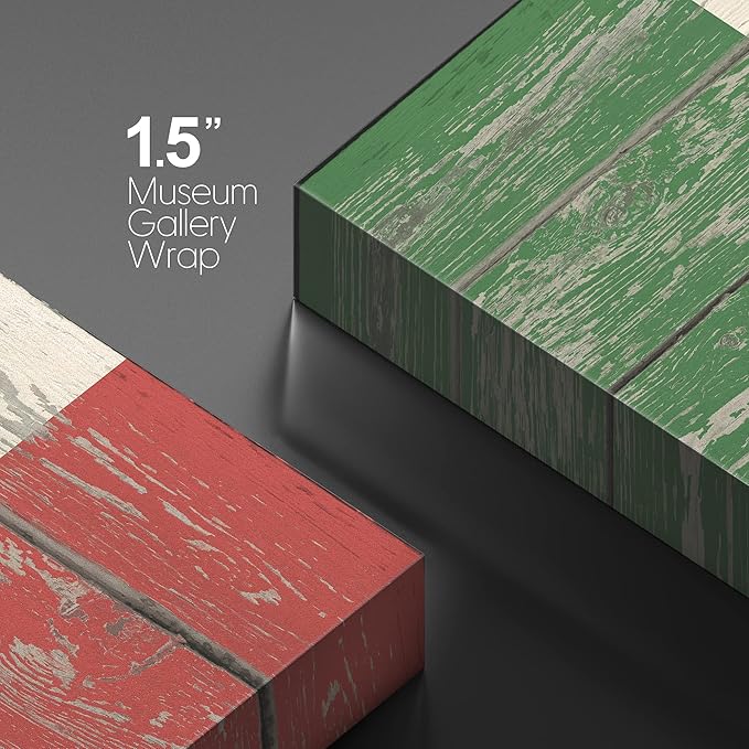 wall26 Canvas Print Wall Art Italian Flag on Vintage Retro Wood Panels Pop Culture Cultural Digital Art Modern Art Traditional Colorful for Living Room, Bedroom, Office - 16"x24"