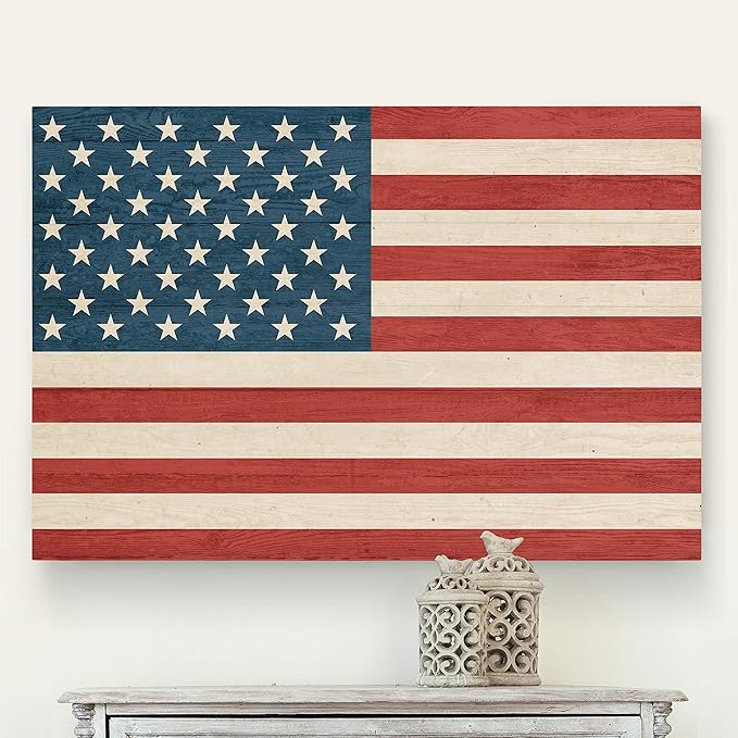 Renditions Gallery Canvas Military Wall Art Modern Paintings & Prints Decor Vintage American Flag Rustic Patriotic Honor Wall Hanging Artwork for Bedroom Office Kitchen - 30"x40" LT25