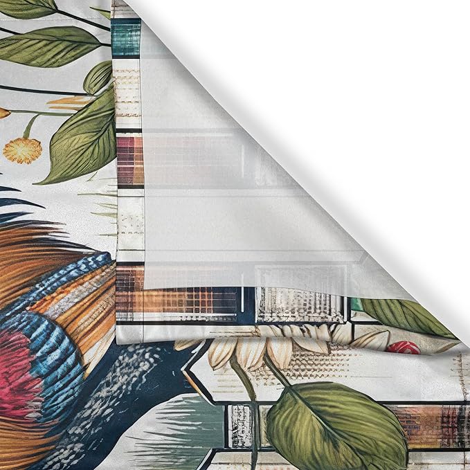 Ambesonne Barn Themed Kitchen Curtains, Retro Farmhouse Scene Sun Rooster with Leafy Daisy Floral Details, Window Drapes 2 Panel Set for Kitchen Cafe Decor, 55" x 39", Slate Blue Orange Green