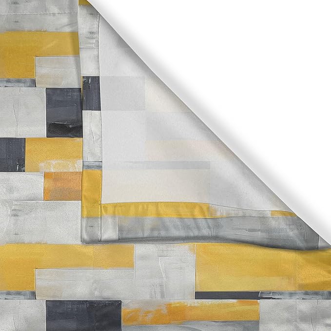 Ambesonne Abstract Kitchen Curtains, Contemporary Watercolor Brushstroke Print Parallel Geometric Shapes, Window Drapes 2 Panel Set for Kitchen Cafe Decor, 55" x 36", Amber White Charcoal Grey