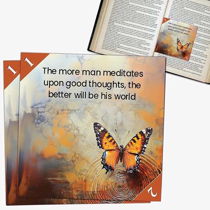 Bookmarks – Set of 2 | Meditate On Good Thoughts | Motivational Line-Marking Bookmark for Readers | Inspiring Gift for Book Lovers, Teachers, Men, Women & Teens | Patented, Made in USA