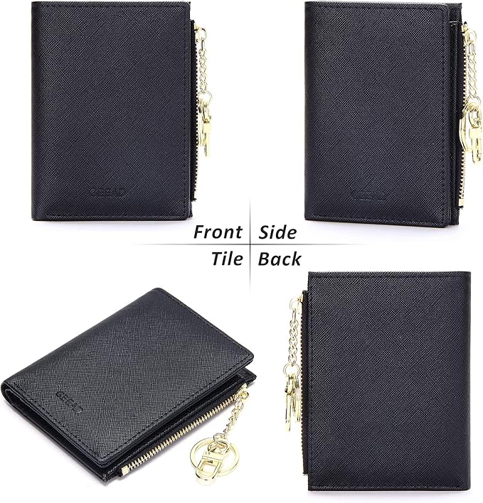GEEAD Small Wallets for Women Bifold Slim Coin Purse Zipper ID Card Holder