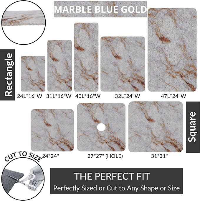 Non Slip Bathtub Mat Shower Mat for Tub - Loofah Bath Mats for Bathroom - 40x16 Bathtub Floor Mat - Textured Anti Slip Bath Mat Without Suction Cups - Secure Mat for Wet Areas (40x16 Blue Gold)