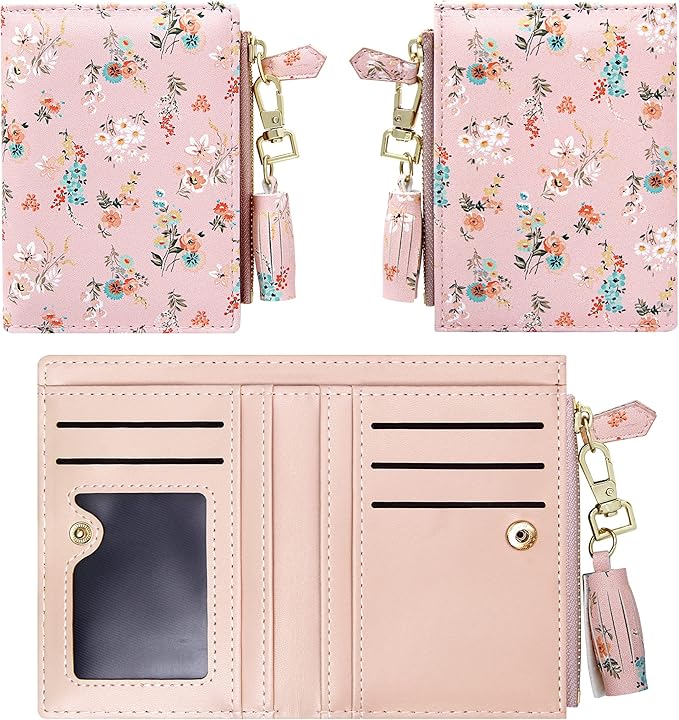GEEAD Small Wallets for Women Bifold Slim Coin Purse Zipper ID Card Holder