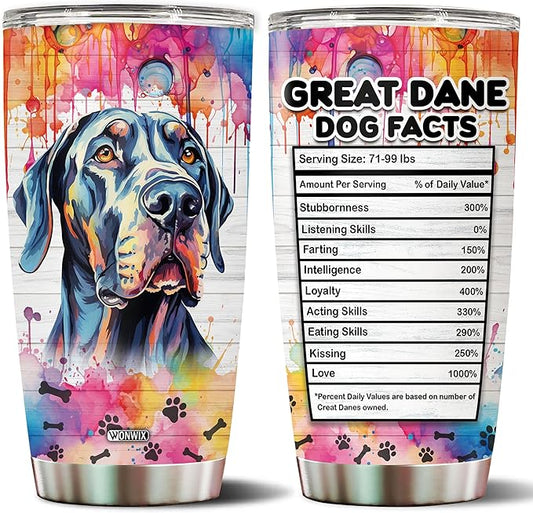 Gifts for Great Dane Lovers Birthday Christmas Thanksgiving Easter Gift Ideas for Dog Mom Dad Owners Tumbler Travel Cup Coffee Mug Water Bottle 20 Oz Stainless Steel