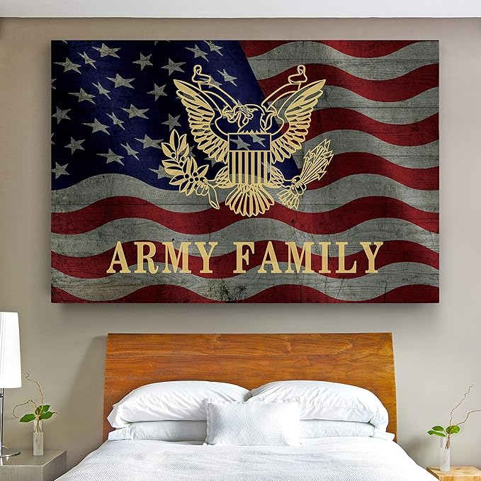 Renditions Gallery Canvas Patriotic Wall Art Modern Paintings Decorations American Army Family Glam Loyal Military Airforce Wall Hanging for Bedroom Office Kitchen Prints - 24"x32" LT25