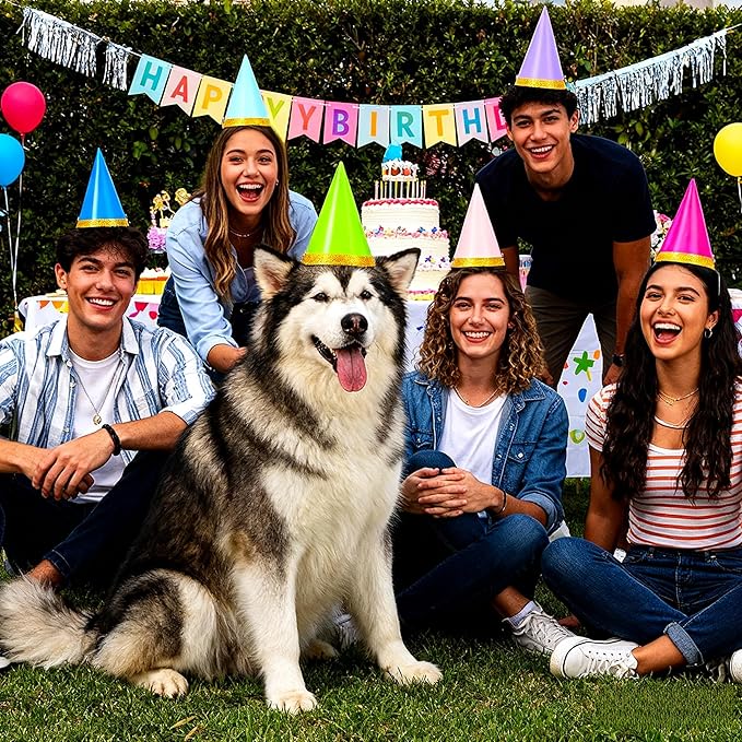 24-Pack Pre-Assembled Party Hats for Stuffed Animals, Birthday Hats for Adults, Happy Birthday Headwear Party Decorations