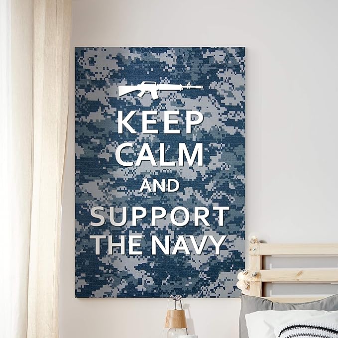 Renditions Gallery Nature Military Wall Art Home Paintings & Prints Artwork Calm Supportive Navy Glam Patriotic Motivational American Modern Decor for Bedroom Office Kitchen - 30"x40" LT25