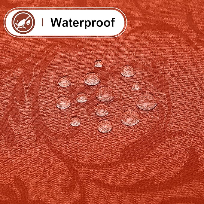 misaya Rectangle Thanksgiving Tablecloth, Waterproof Jacquard Fall Table Cloth, Damask Cloth Table Cover for Harvest Decor (52" x 70", Rust Vine Pattern)