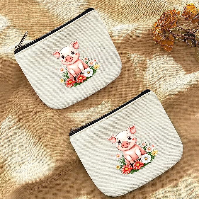 Pig Coin Purse Pouch Bag Holder for Teens Girls Women Kids, Pig Lovers Gifts Stuff Decor, Small Mini Purse Coin Card Key Headset Lipstick!