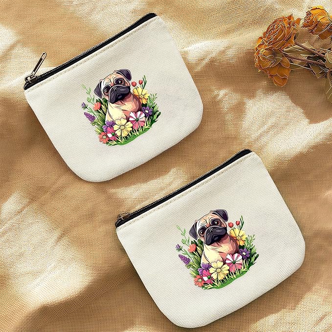 Pug Coin Purse Pouch Bag Holder for Teens Girls Women Kids, Pug Lovers Gifts Stuff Decor, Small Mini Purse Coin Card Key Headset Lipstick!