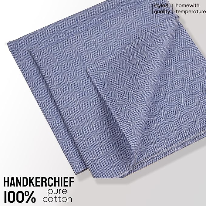 Gifts Cotton Handkerchiefs 100% Soft Cotton 12-Pack White handkerchif and Blue cotton handkerchief for Men and Women