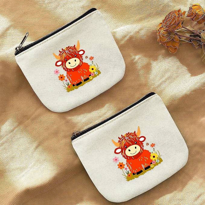 Highland Cow Coin Purse Pouch Bag Holder for Teens Girls Women Kids, Animal Lovers Gifts Stuff Decor, Small Mini Purse Coin Card Key Headset Lipstick!