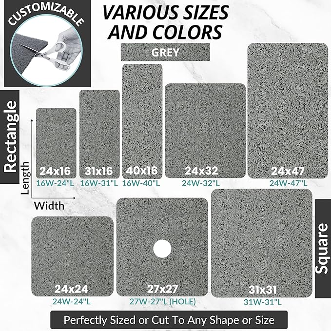 Non Slip Bathtub Mat Shower Mat for Tub - Loofah Bath Mats for Bathroom - 31x16 Bathtub Floor Mat - Textured Anti Slip Bath Mat Without Suction Cups - Secure Mat for Wet Areas (31x16 Gray)