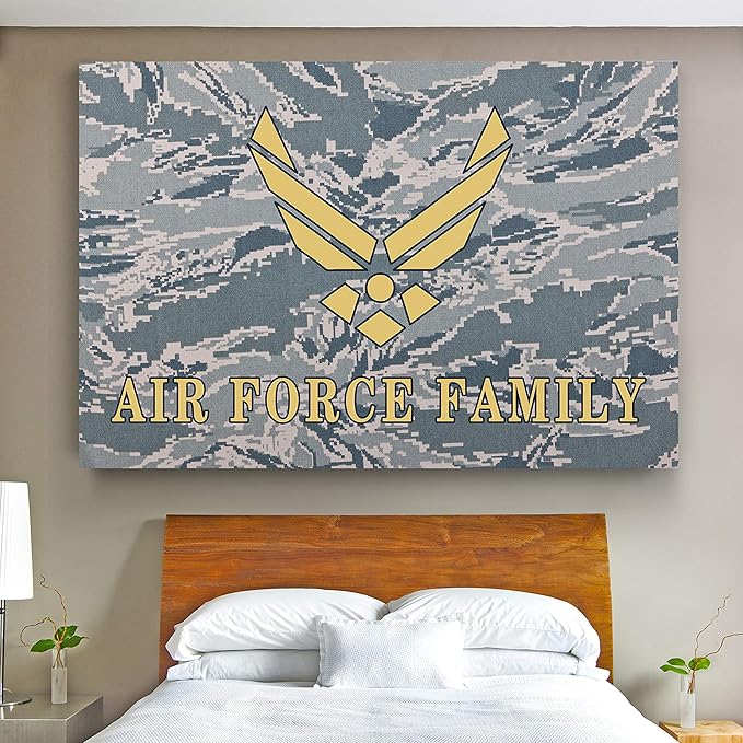 Renditions Gallery Nature Military Wall Art Home Paintings & Prints Golden Airforce Crest Modern Patriotic American Nationalist Decorations for Bedroom Office Kitchen - 30"x40" LT25