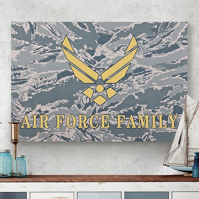 Renditions Gallery Nature Military Wall Art Home Paintings & Prints Golden Airforce Crest Modern Patriotic American Nationalist Decorations for Bedroom Office Kitchen - 30"x40" LT25