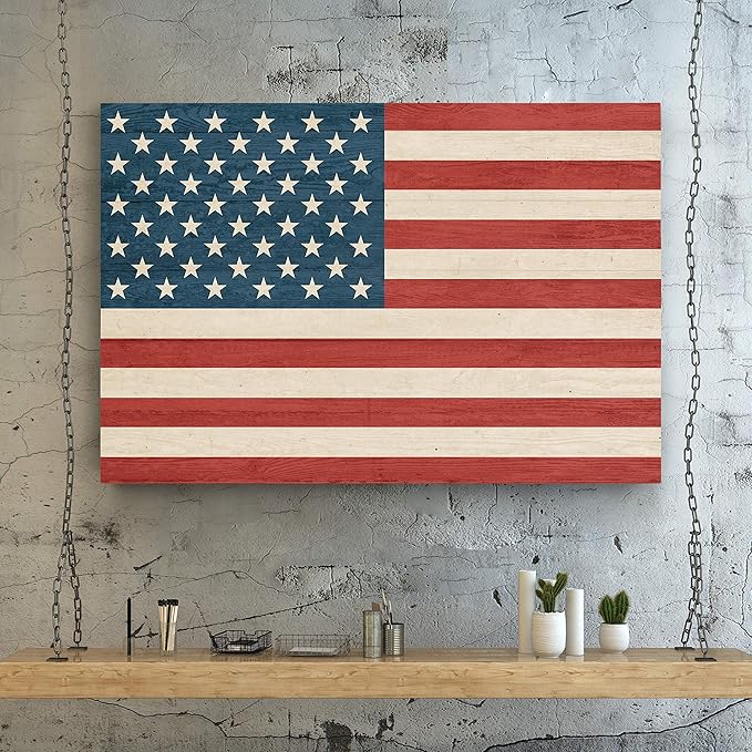 Renditions Gallery Canvas Military Wall Art Modern Paintings & Prints Decor Vintage American Flag Rustic Patriotic Honor Wall Hanging Artwork for Bedroom Office Kitchen - 36"x48" LT25