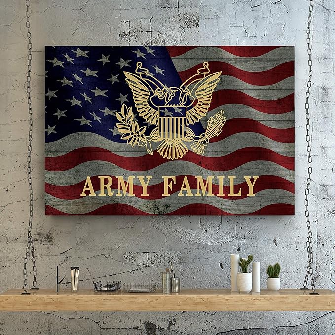 Renditions Gallery Canvas Patriotic Wall Art Modern Paintings Decorations American Army Family Glam Loyal Military Airforce Wall Hanging for Bedroom Office Kitchen Prints - 30"x40" LT25