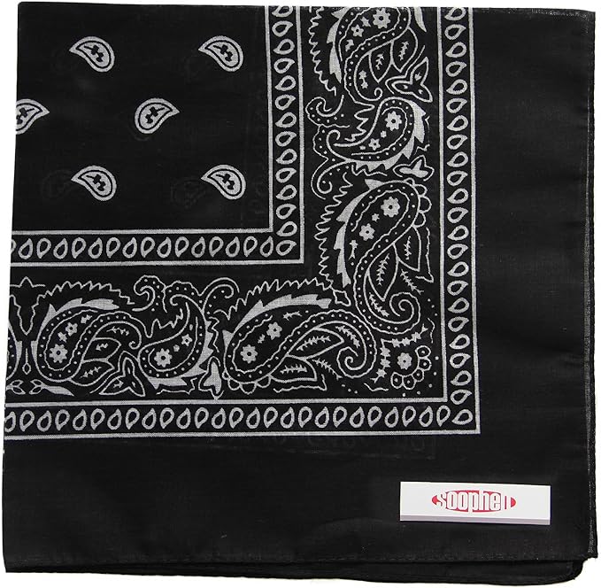 Soophen One Dozen Cowboy Bandanas 100% Cotton 22 x 22 inch