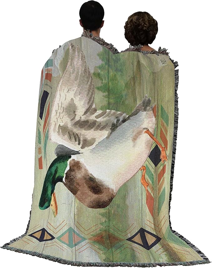 Pure Country Weavers Animals Lodge Mallard Duck Blanket by Nicole DeCamp - Wildlife Lodge Cabin Gift Tapestry Throw Woven from Cotton - Made in The USA (72x54)